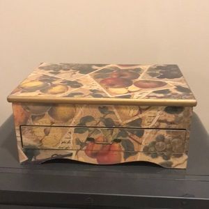 Decorative box with drawer painted with fruit